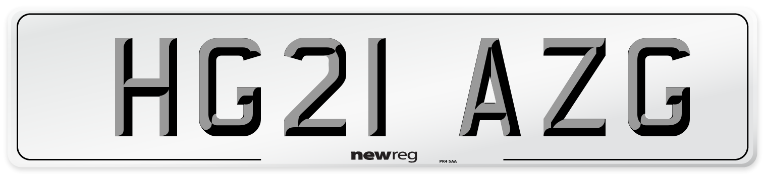 HG21 AZG Number Plate from New Reg